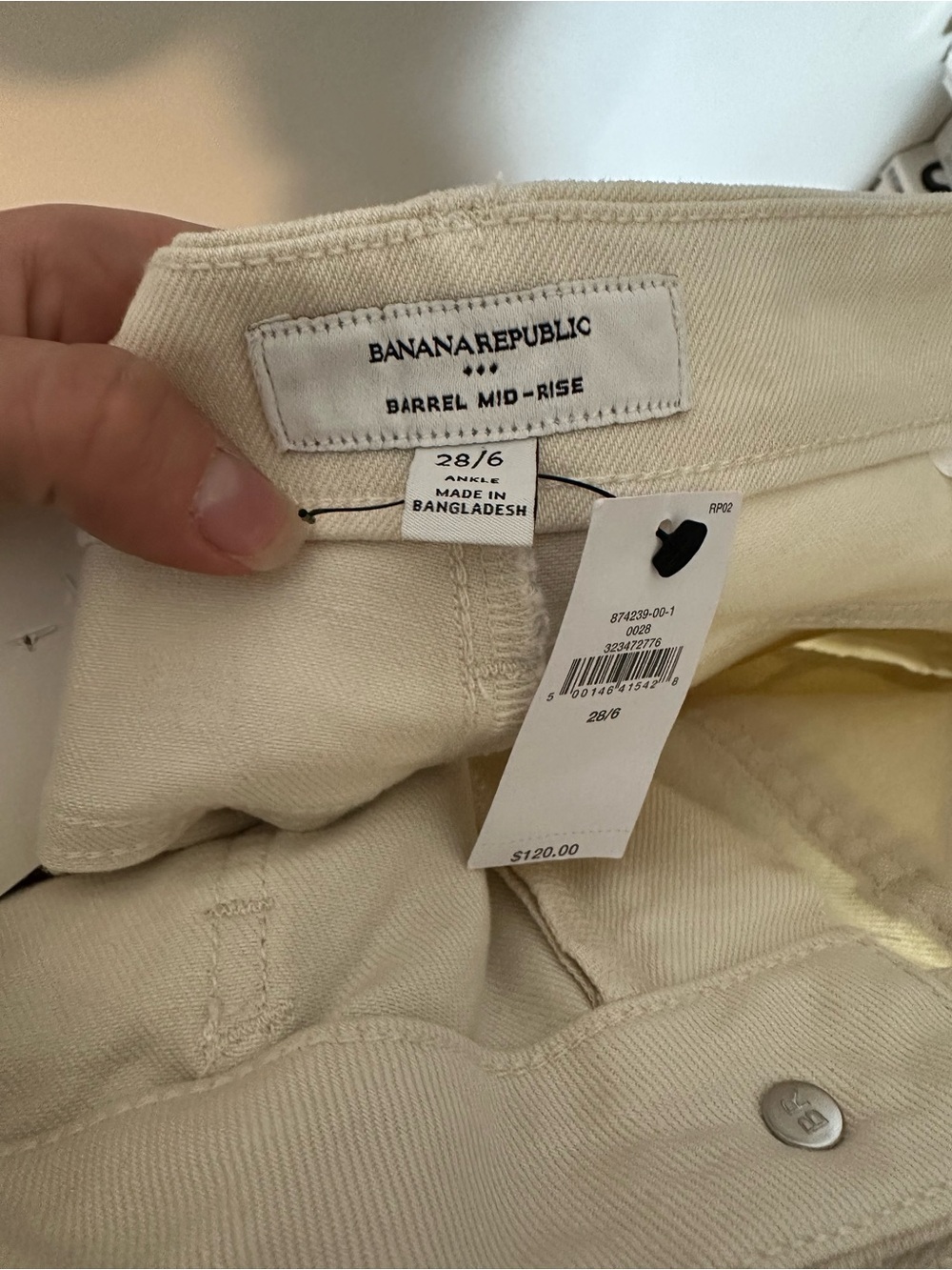 NWT Banana Republic Barrel Utility Jean Ecru 28 - Picture 6 of 7